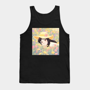 Cute girl surrounded by flowers Tank Top